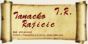 Tanacko Rajičić vizit kartica